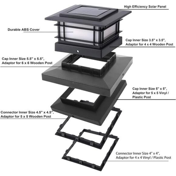 8 Pack Solar Post Cap Lights Outdoor with Flickering Flame Light, Fence Post - Picture 3 of 7